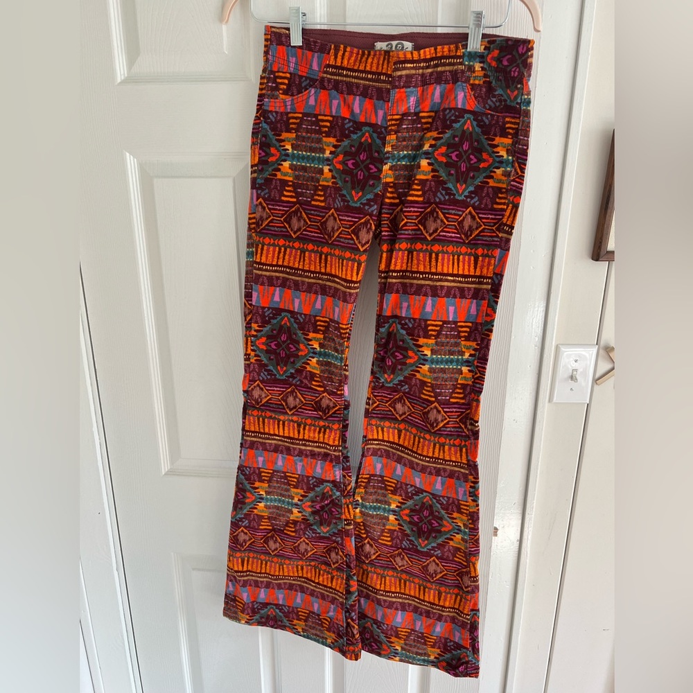 Free People corduroy patterned flare pant size 29